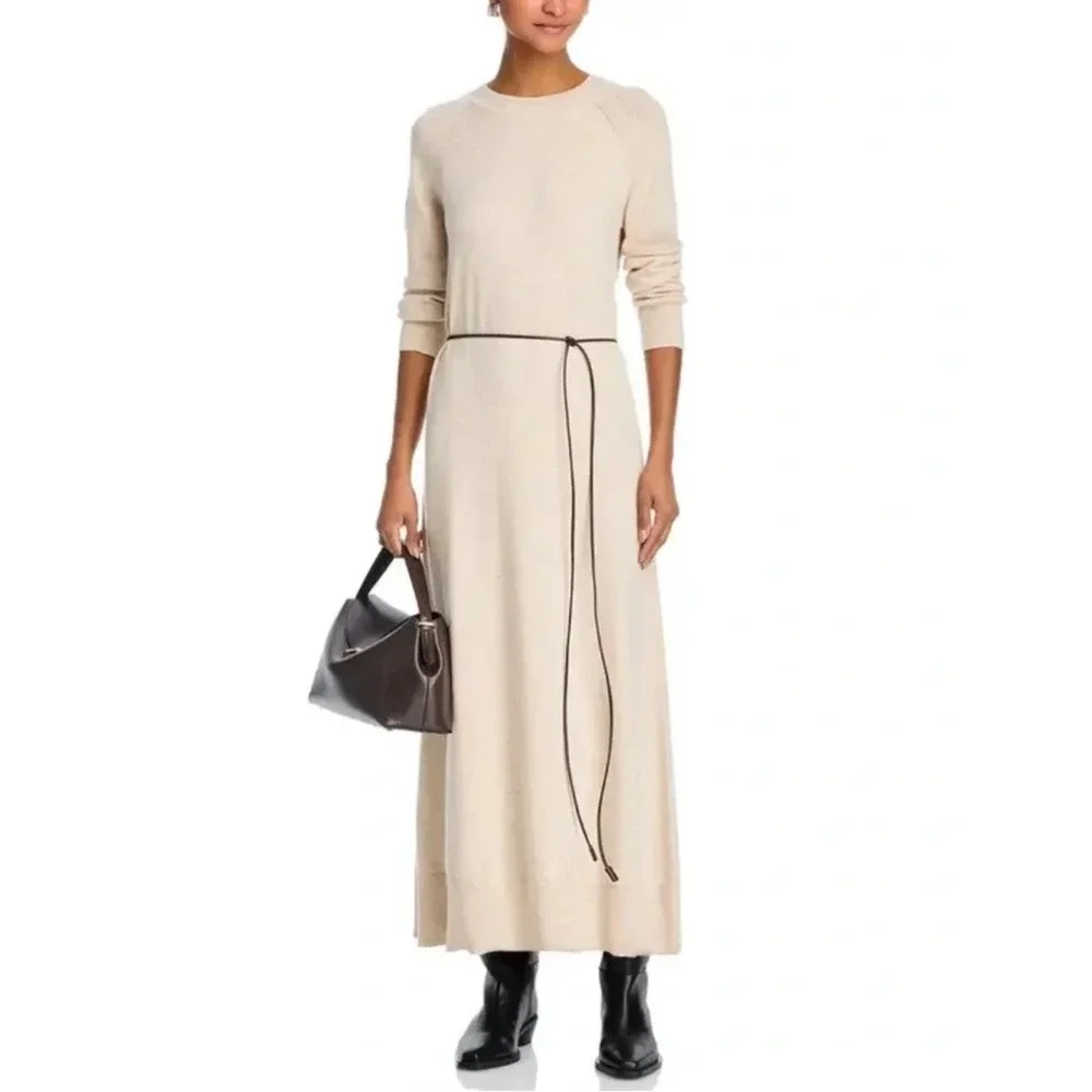 Rag & Bone Belted Maxi Sweater Dress Size XS Ivory Wool Blend Loren $498